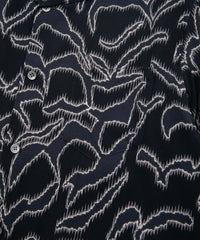 Cupra Rayon Printed L/S Open Collar Shirt - NAVY
