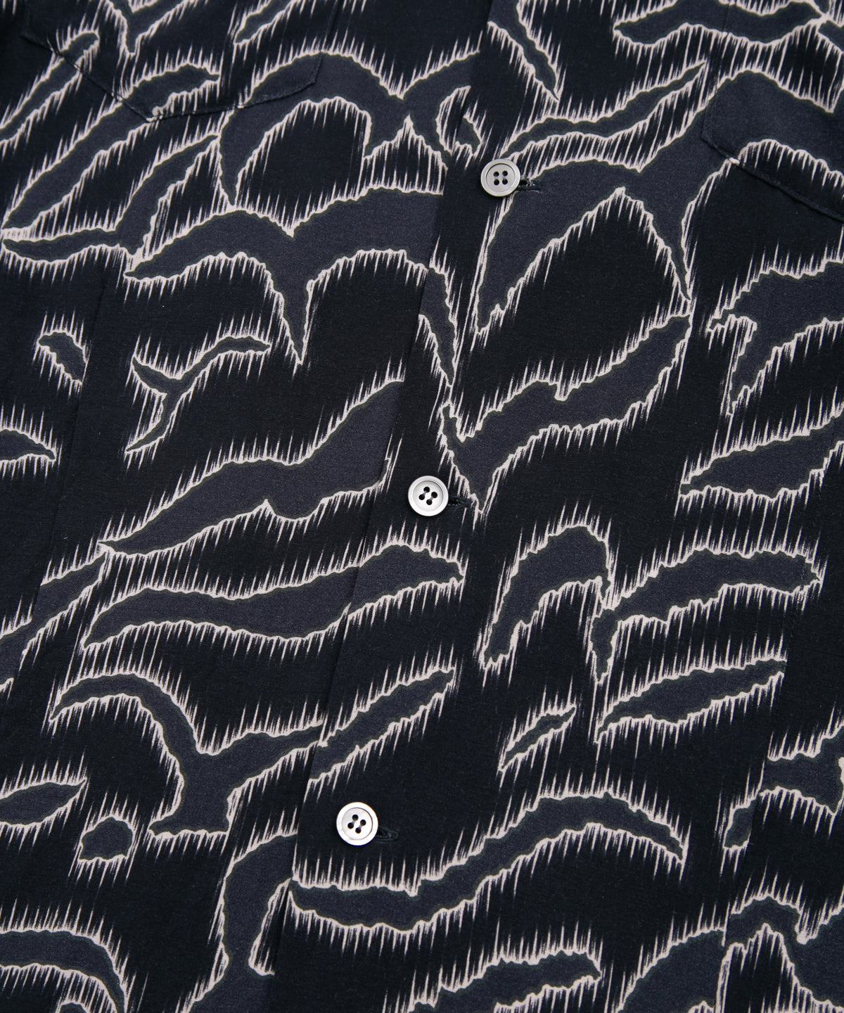 Cupra Rayon Printed L/S Open Collar Shirt - NAVY