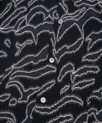 Cupra Rayon Printed L/S Open Collar Shirt - NAVY
