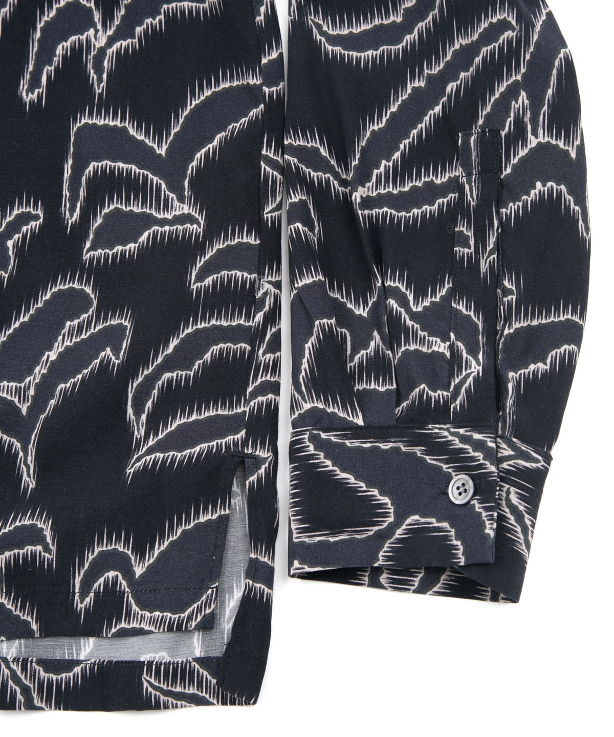 Cupra Rayon Printed L/S Open Collar Shirt - NAVY