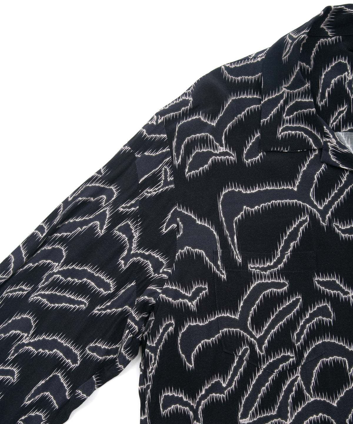 Cupra Rayon Printed L/S Open Collar Shirt - NAVY