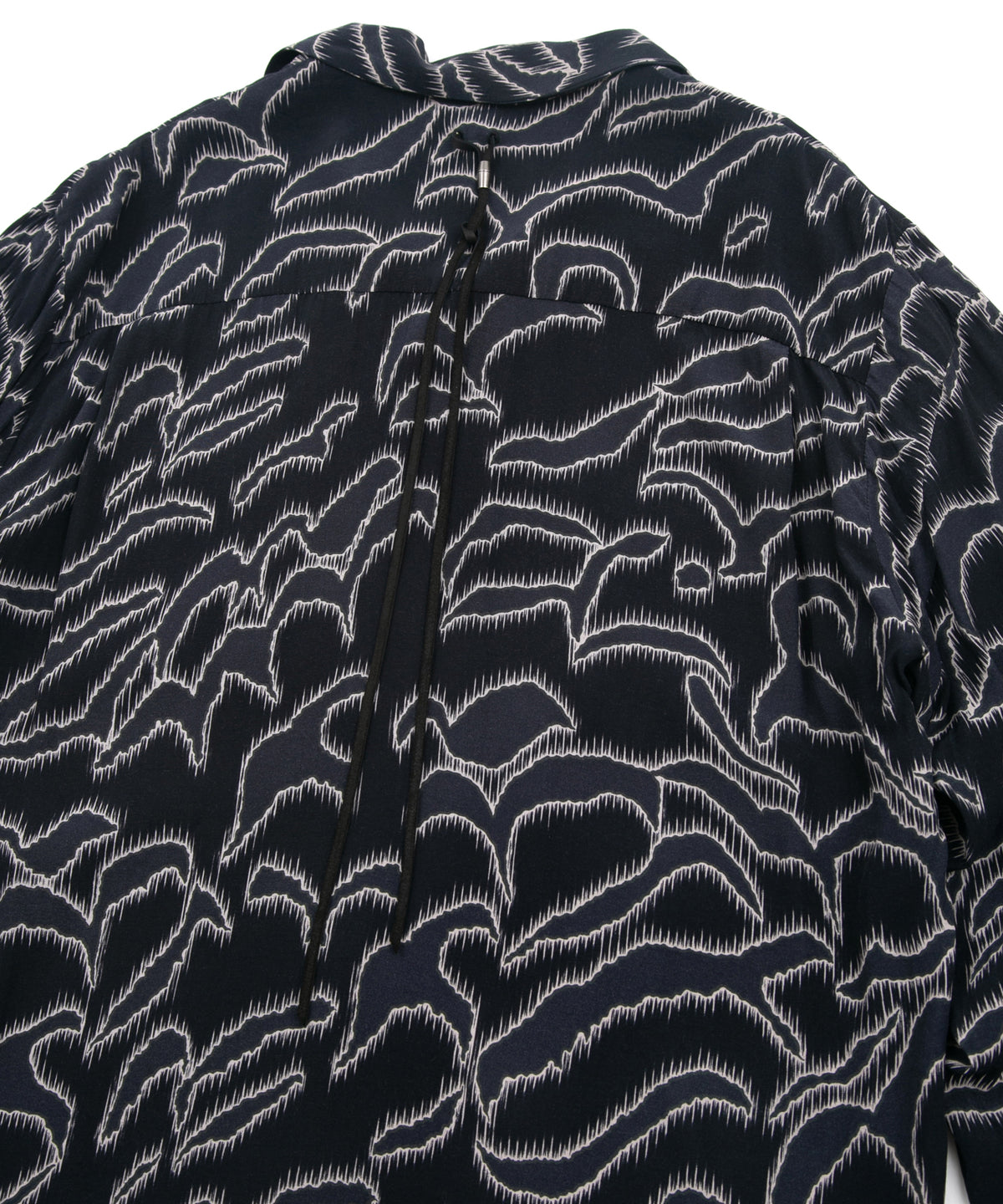 Cupra Rayon Printed L/S Open Collar Shirt - NAVY