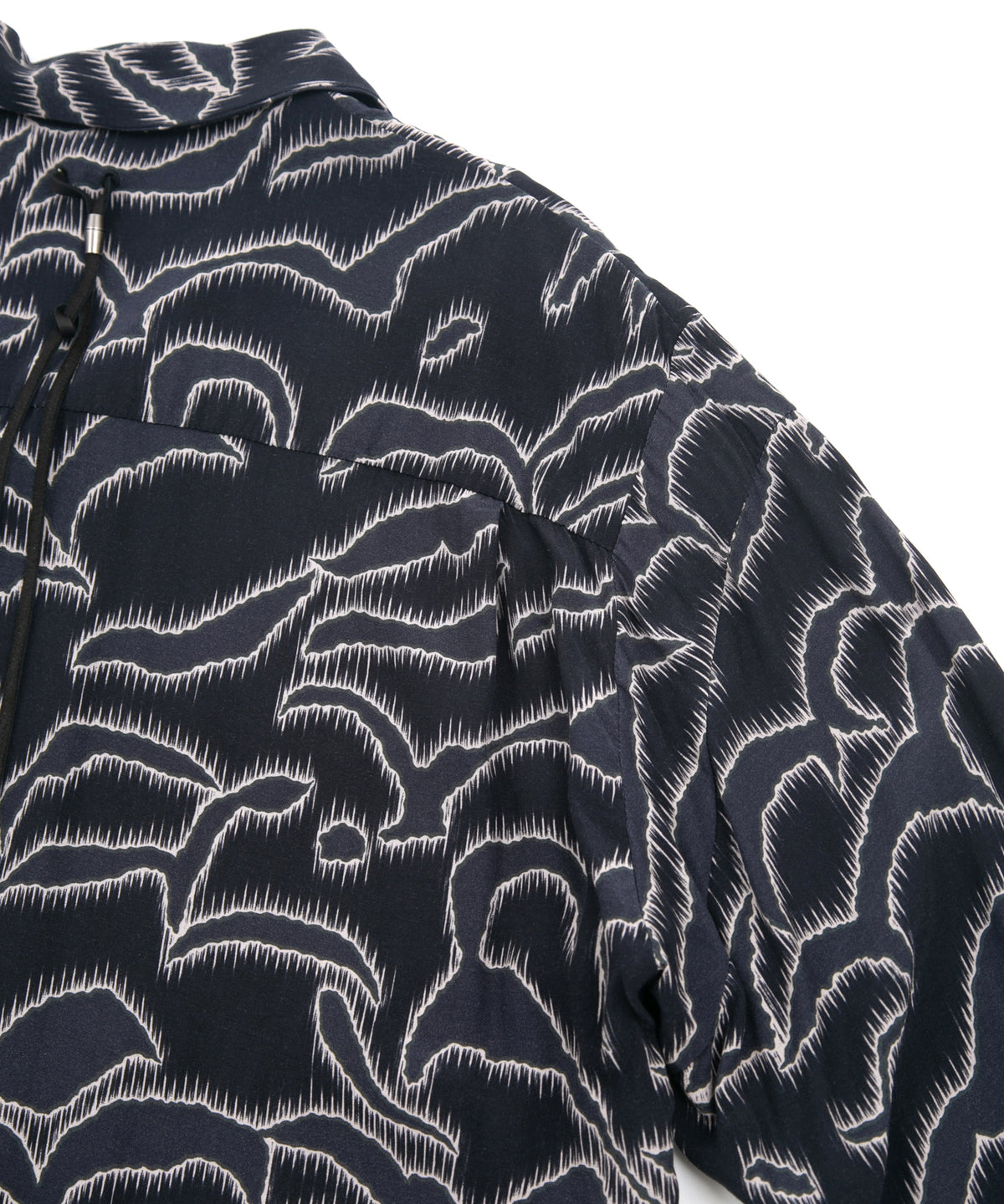 Cupra Rayon Printed L/S Open Collar Shirt - NAVY