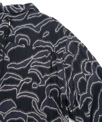 Cupra Rayon Printed L/S Open Collar Shirt - NAVY