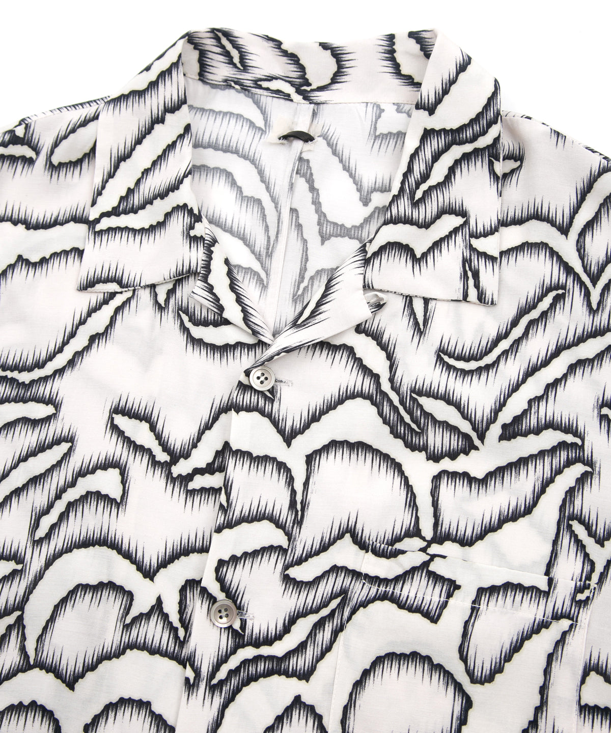 Cupra rayon print H/S open collar shirt - WHITE