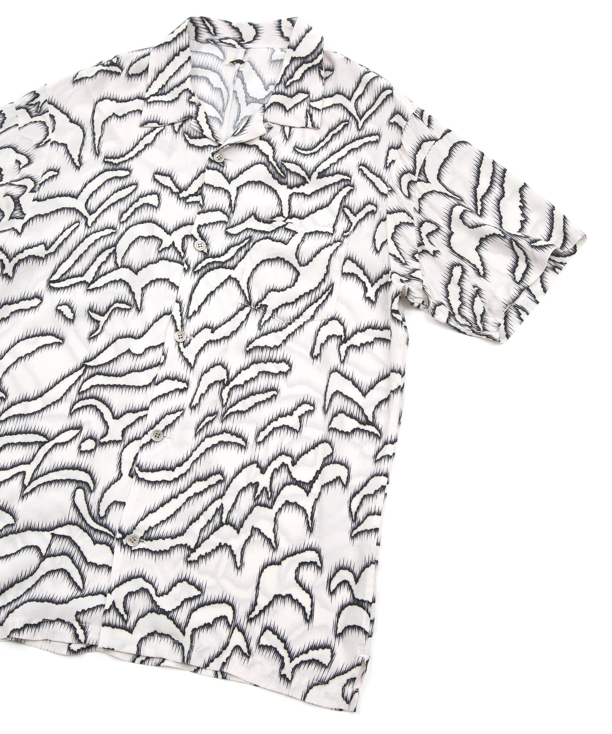 Cupra rayon print H/S open collar shirt - WHITE