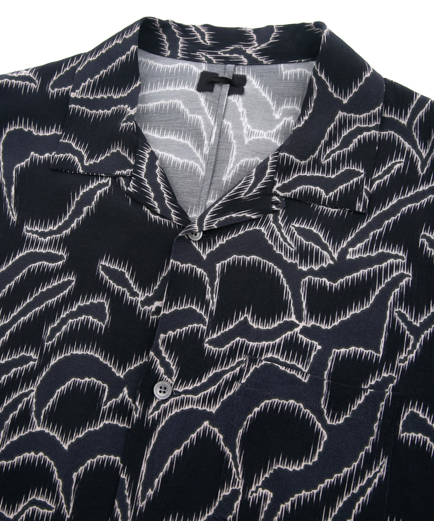 キュプラ レーヨン プリント H/S 開襟シャツ - NAVY – STRUM OFFICIAL