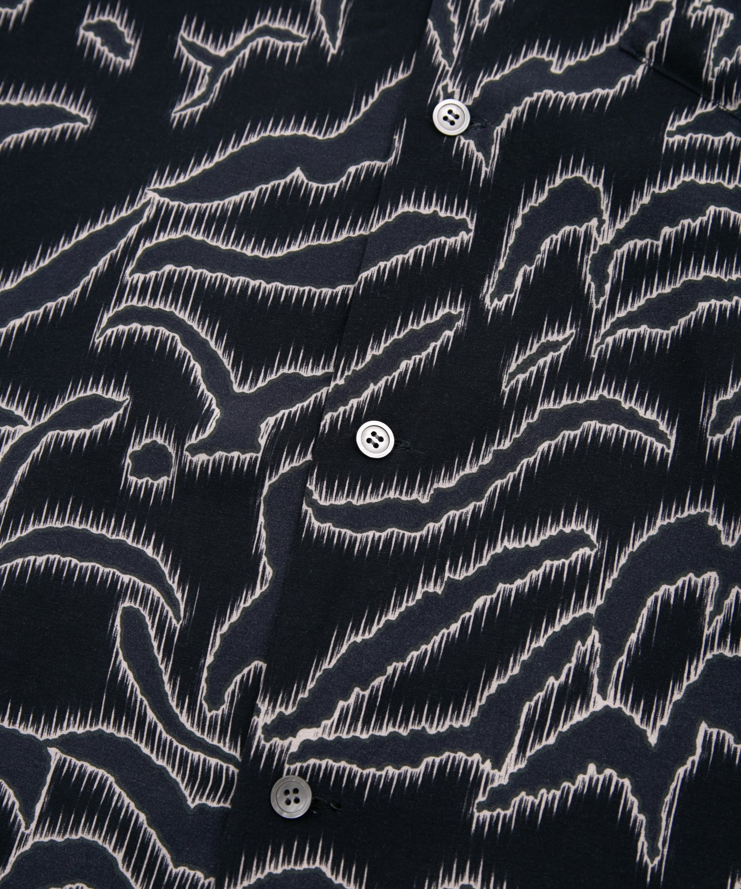 キュプラ レーヨン プリント H/S 開襟シャツ - NAVY – STRUM OFFICIAL