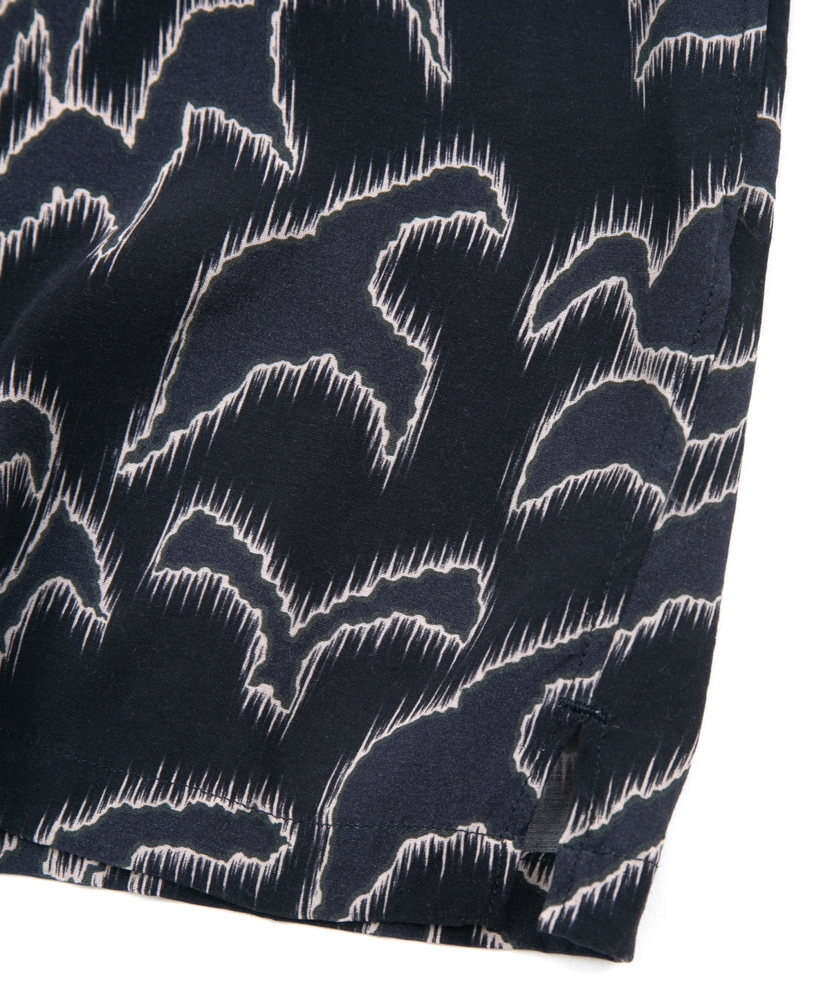 キュプラ レーヨン プリント H/S 開襟シャツ - NAVY