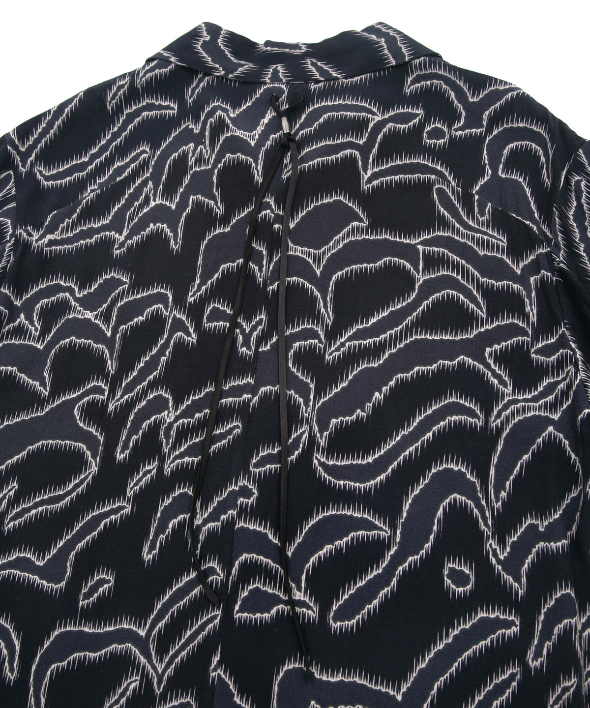 キュプラ レーヨン プリント H/S 開襟シャツ - NAVY