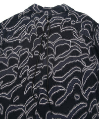 キュプラ レーヨン プリント H/S 開襟シャツ - NAVY