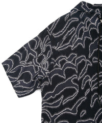 キュプラ レーヨン プリント H/S 開襟シャツ - NAVY