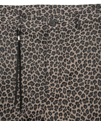 ナイロン コットン 二浴染め レオパード ジャガード ショートパンツ - BROWN