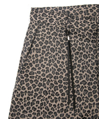 ナイロン コットン 二浴染め レオパード ジャガード ショートパンツ - BROWN