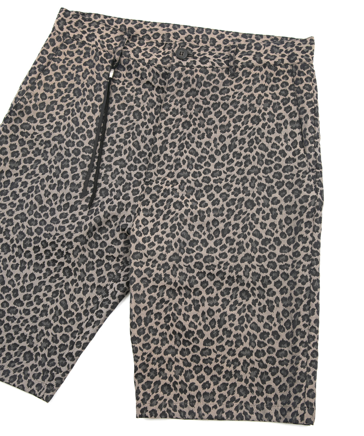 ナイロン コットン 二浴染め レオパード ジャガード ショートパンツ - BROWN