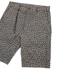 ナイロン コットン 二浴染め レオパード ジャガード ショートパンツ - BROWN