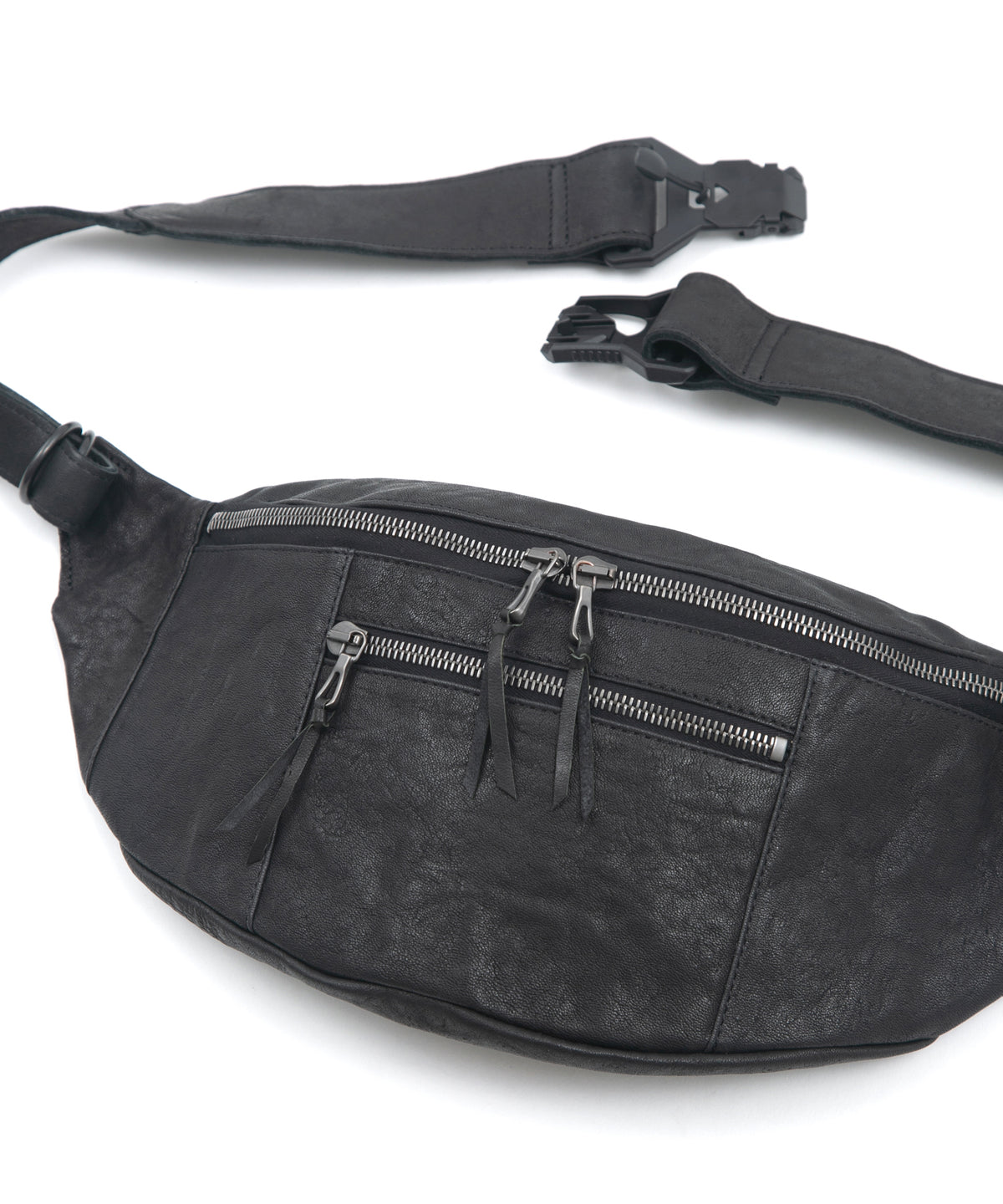 フルタンニン ピット鞣し シュリンク ホースハイド HIGH THROTTLE ボディーバッグ  - BLACK × BLACK