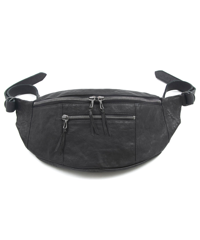 フルタンニン ピット鞣し シュリンク ホースハイド HIGH THROTTLE ボディーバッグ  - BLACK × BLACK