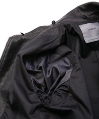 フルタンニン ピット鞣し シュリンク ホースハイド & スペイン メリノ VIPER リブブルゾン - BLACK