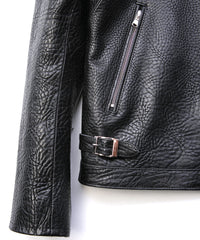 フルタンニン ピット鞣し シュリンク ステアハイド M.FEVER スタッズ シングルライダースジャケット - BLACK