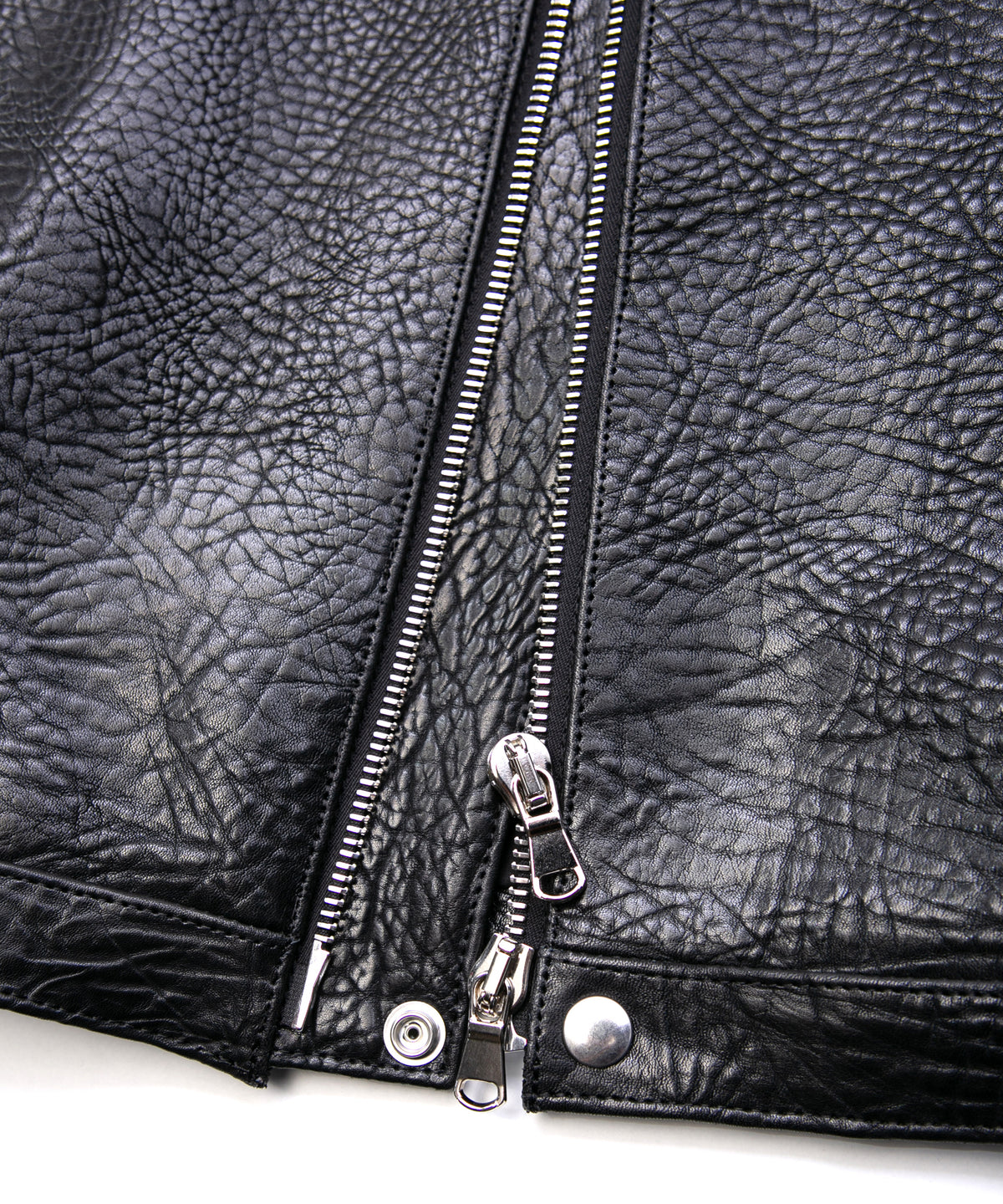 フルタンニン ピット鞣し シュリンク ステアハイド M.FEVER スタッズ シングルライダースジャケット - BLACK