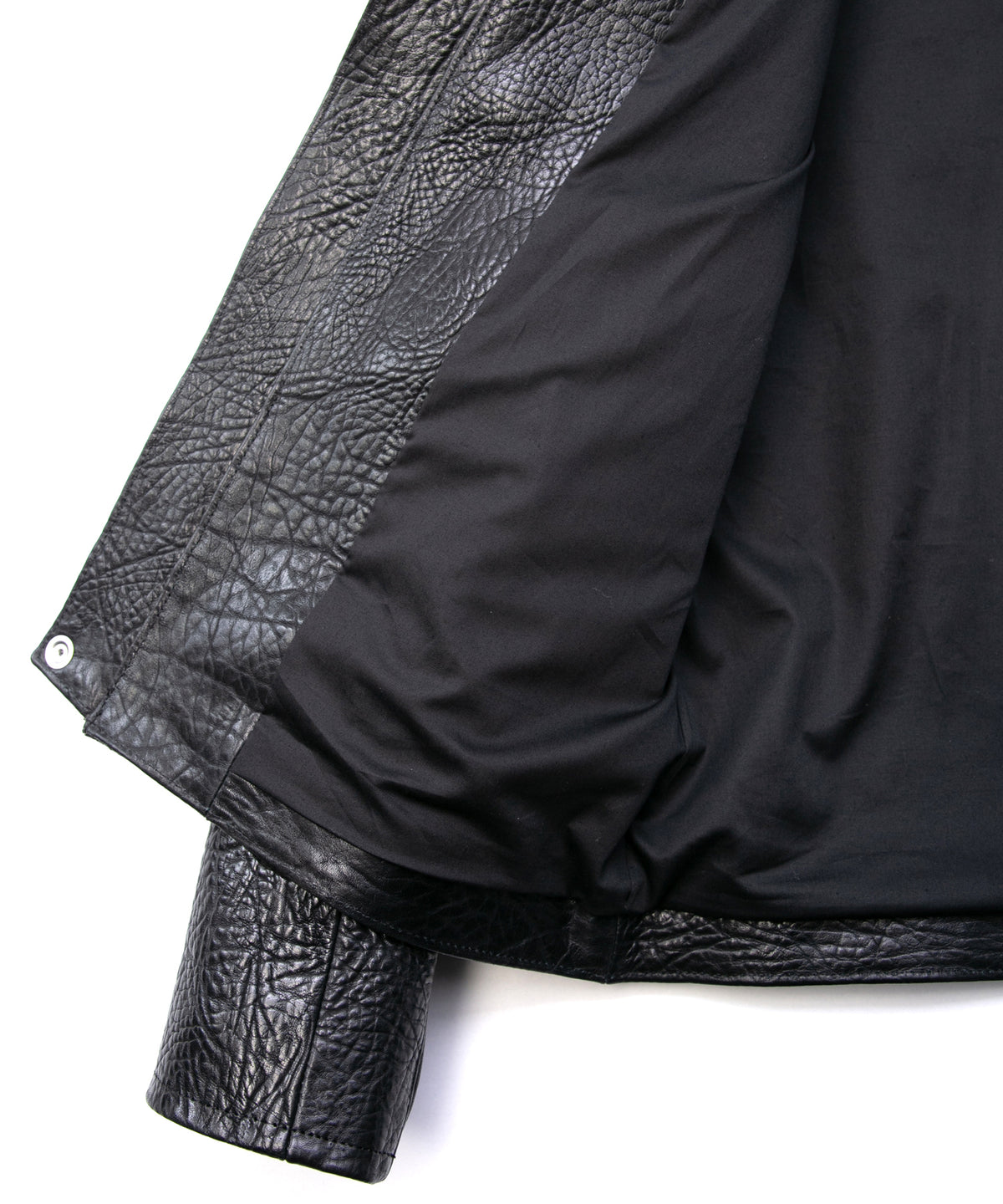 フルタンニン ピット鞣し シュリンク ステアハイド M.FEVER スタッズ シングルライダースジャケット - BLACK