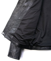 フルタンニン ピット鞣し シュリンク ステアハイド M.FEVER スタッズ シングルライダースジャケット - BLACK