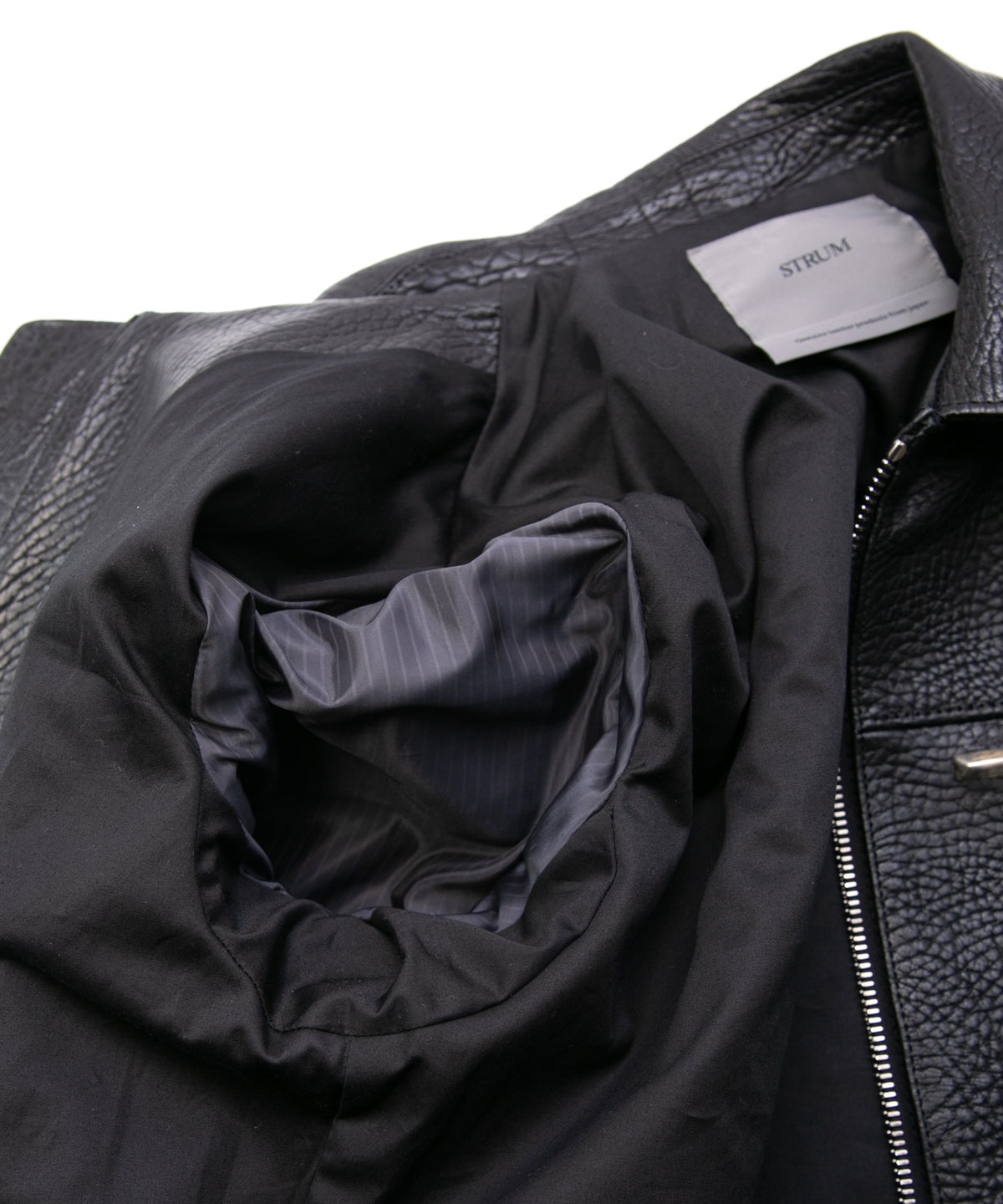 フルタンニン ピット鞣し シュリンク ステアハイド M.FEVER スタッズ シングルライダースジャケット - BLACK