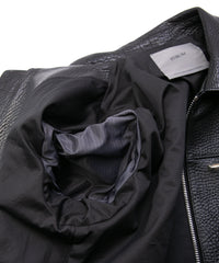 フルタンニン ピット鞣し シュリンク ステアハイド M.FEVER スタッズ シングルライダースジャケット - BLACK