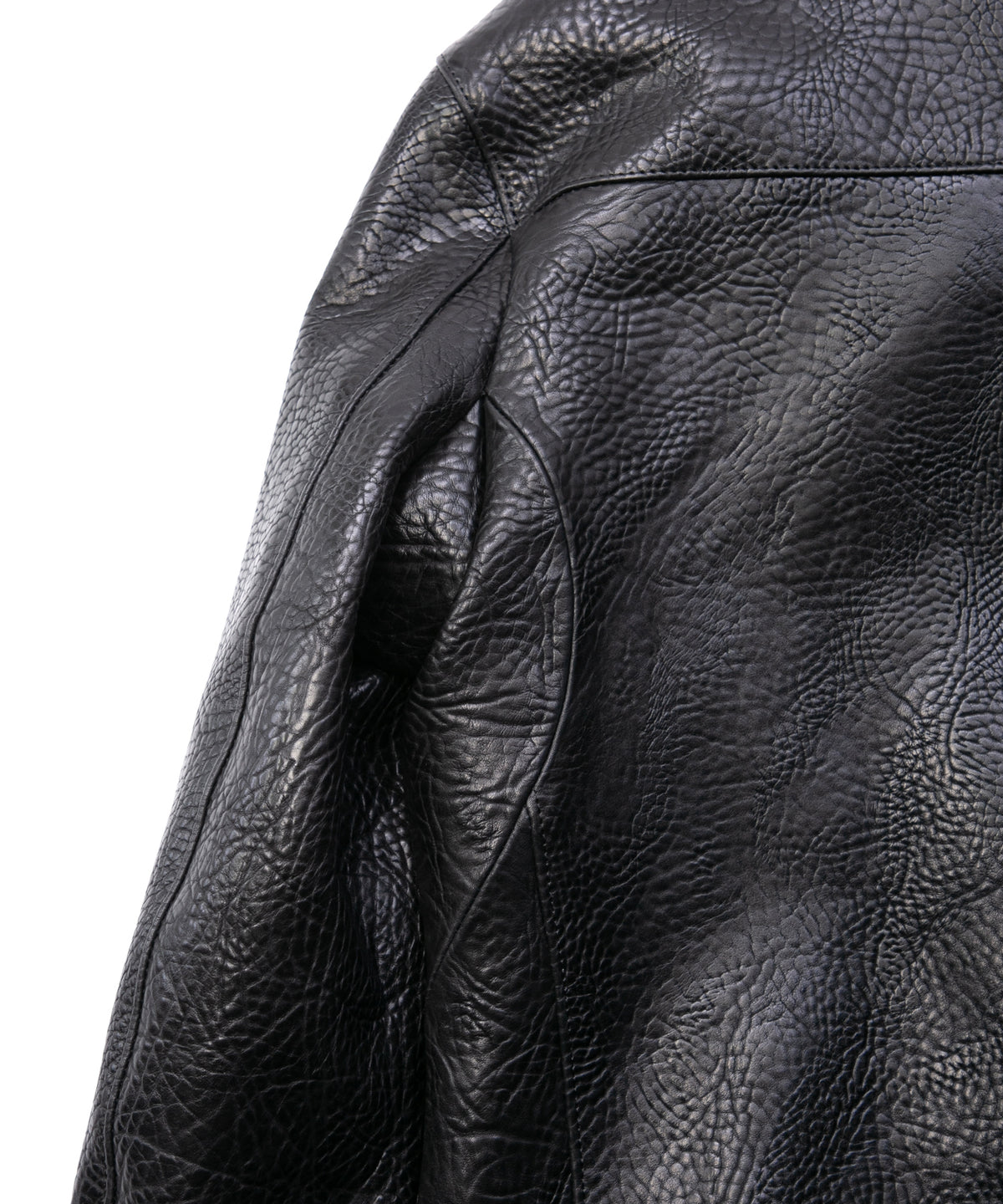 フルタンニン ピット鞣し シュリンク ステアハイド M.FEVER スタッズ シングルライダースジャケット - BLACK