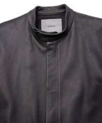 白鞣し 黒染め ディアスキン JUDE シングルライダースジャケット - BLACK