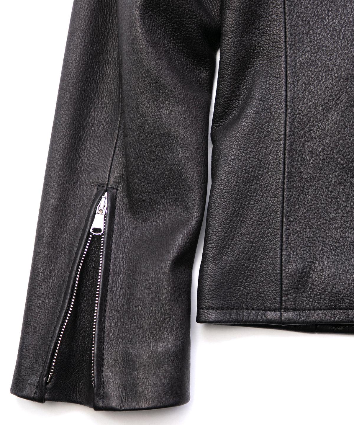 白鞣し 黒染め ディアスキン JUDE シングルライダースジャケット - BLACK