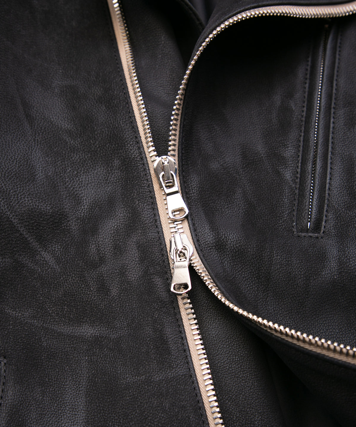 ハイブリッド鞣し イタリアン キャメル ヌバック BIRD MAN ダブルライダースジャケット - BLACK × BROWN