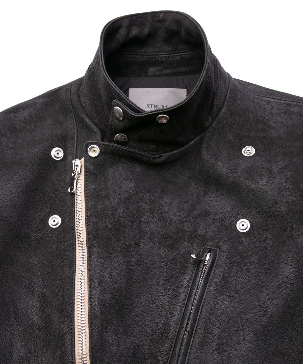 ハイブリッド鞣し イタリアン キャメル ヌバック BIRD MAN ダブルライダースジャケット - BLACK × BROWN