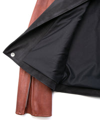 ハイブリッド鞣し イタリアン キャメル ヌバック BIRD MAN ダブルライダースジャケット - BLACK × BROWN