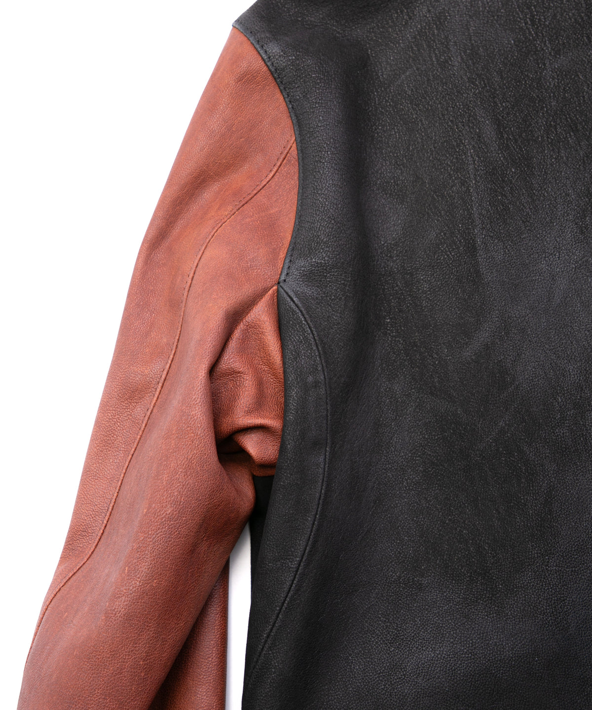 ハイブリッド鞣し イタリアン キャメル ヌバック BIRD MAN ダブルライダースジャケット - BLACK × BROWN