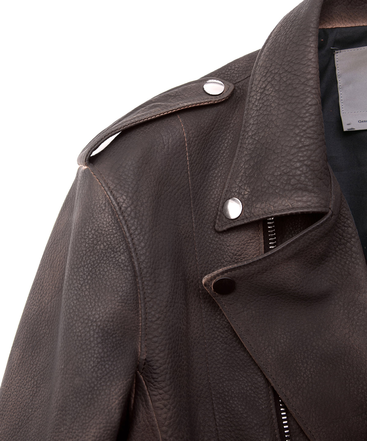 白鞣し × ベジタブルタンニン鞣し カーフ スキン Burning dyed - 製品燃焼染め ROM ダブルライダースジャケット - IRON RUST