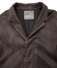 白鞣し × ベジタブルタンニン鞣し カーフ スキン Burning dyed - 燃焼製品染め SIXX ミドルコート - IRON RUST