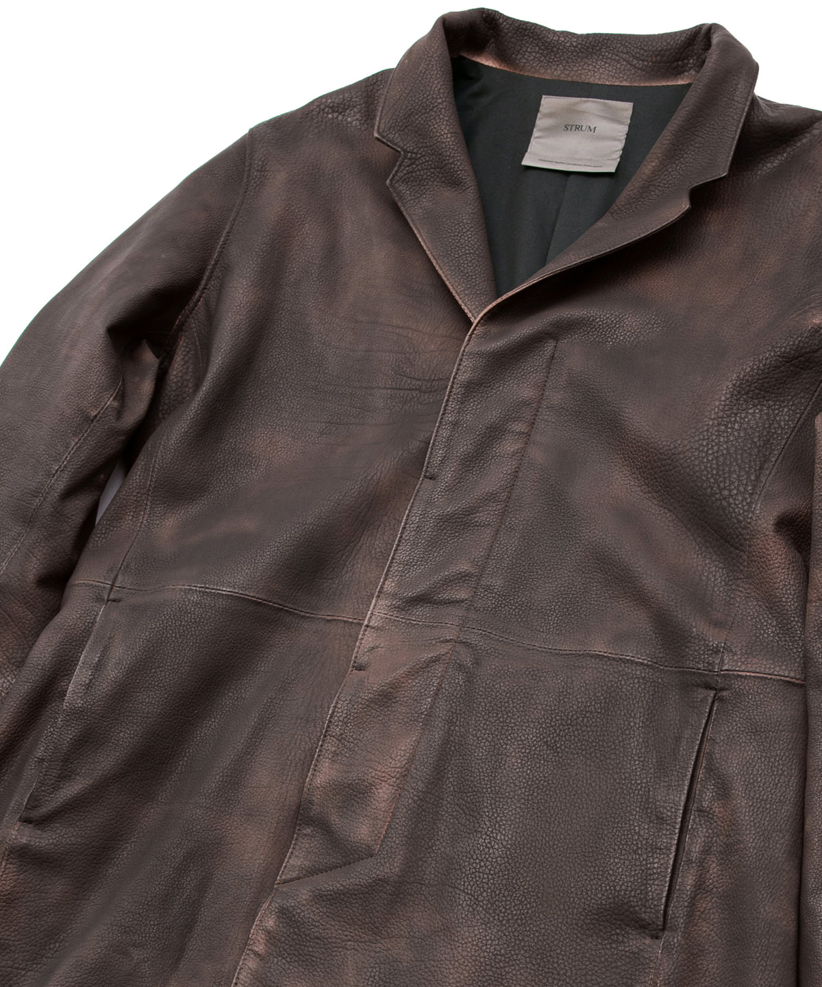 白鞣し × ベジタブルタンニン鞣し カーフ スキン Burning dyed - 燃焼製品染め SIXX ミドルコート - IRON RUST