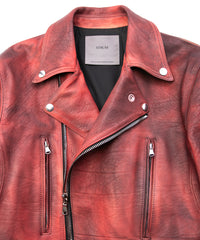 Full Vegetable Tannd Double Shoulder Steer Hide Garment Burning Dyed Double Riders LIST - DEEP RUBY