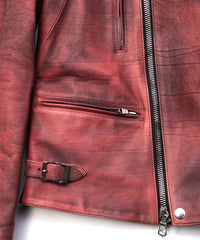 Full Vegetable Tannd Double Shoulder Steer Hide Garment Burning Dyed Double Riders LIST - DEEP RUBY