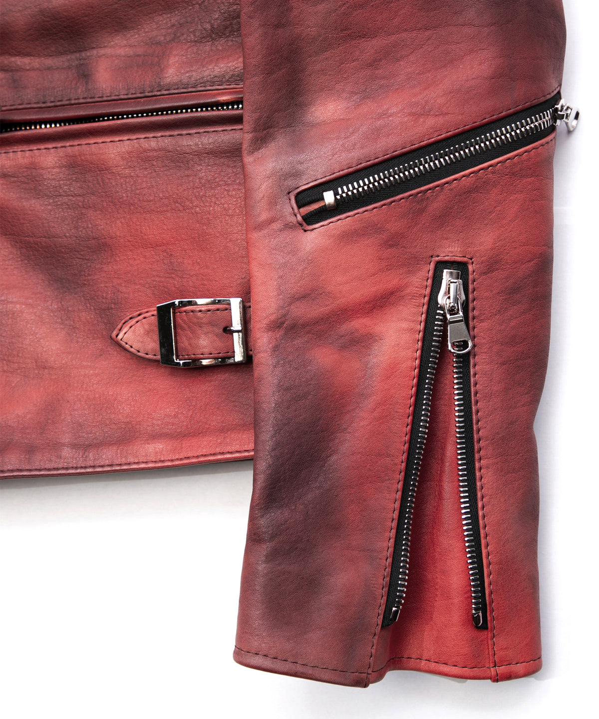 Full Vegetable Tannd Double Shoulder Steer Hide Garment Burning Dyed Double Riders LIST - DEEP RUBY