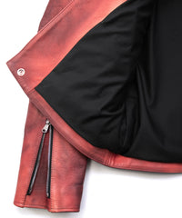 Full Vegetable Tannd Double Shoulder Steer Hide Garment Burning Dyed Double Riders LIST - DEEP RUBY