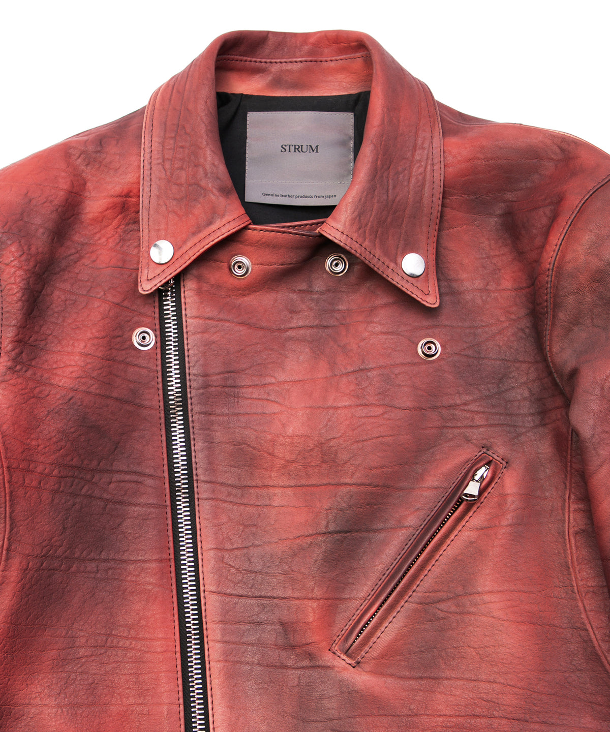 フルベジタブルタンニン鞣し ダブルショルダー Burning dyed - 燃焼製品染め SPEEDER ダブルライダースジャケット - DEEP RUBY