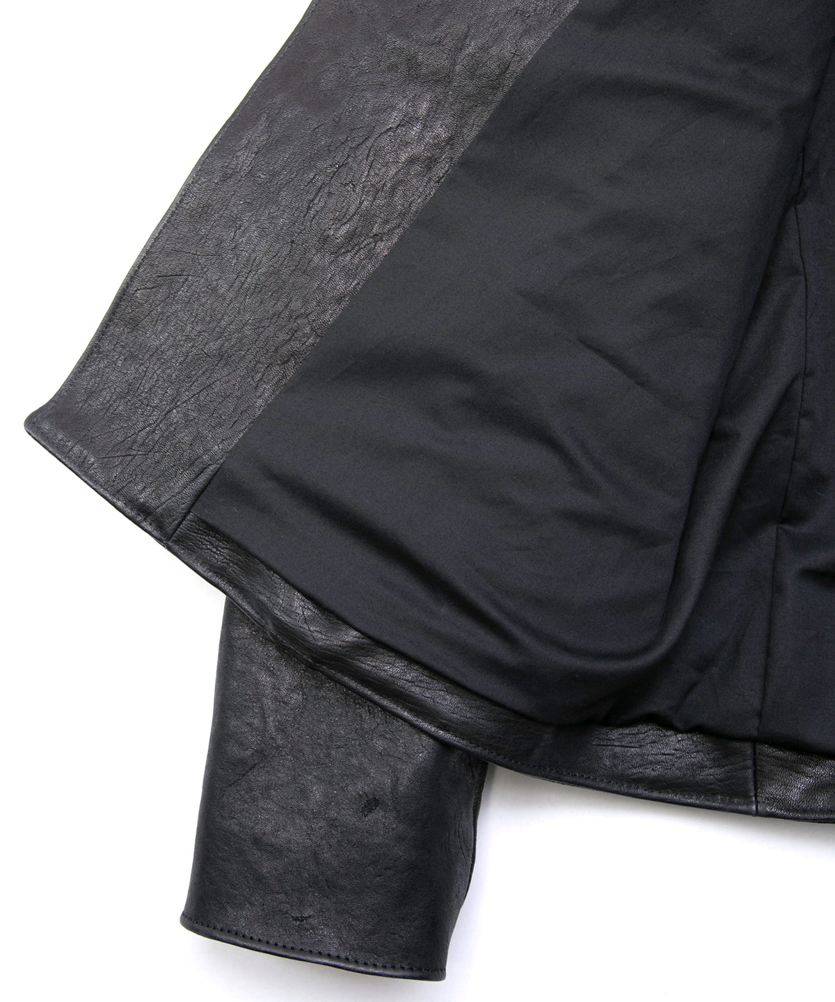 フルタンニン ピット鞣し シュリンク ホースハイド JOEY ダブルライダースジャケット - BLACK