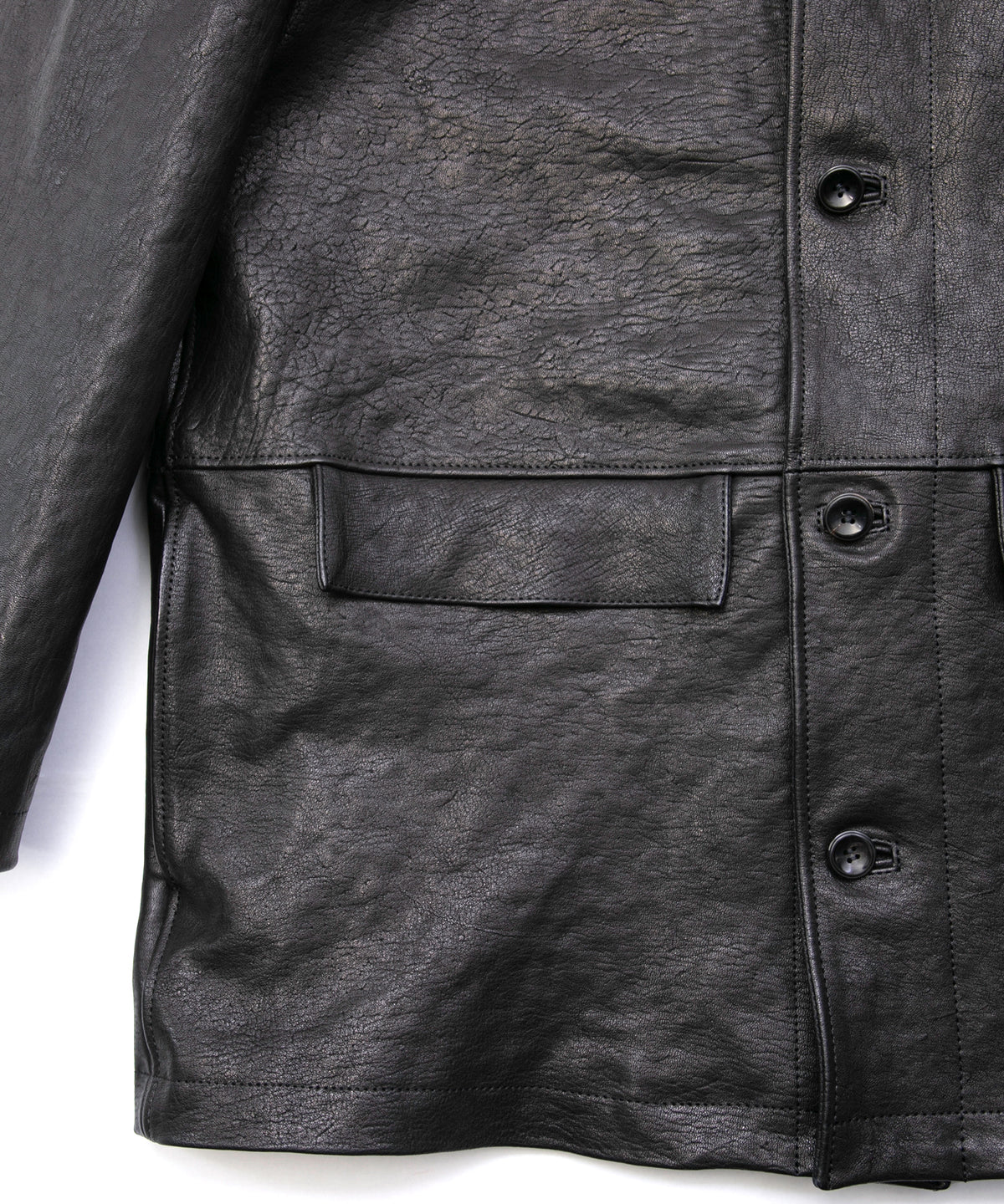 Pit Vegetable Full Tanned Shrunk Horsehide Car Coat LEFTY - BLACK