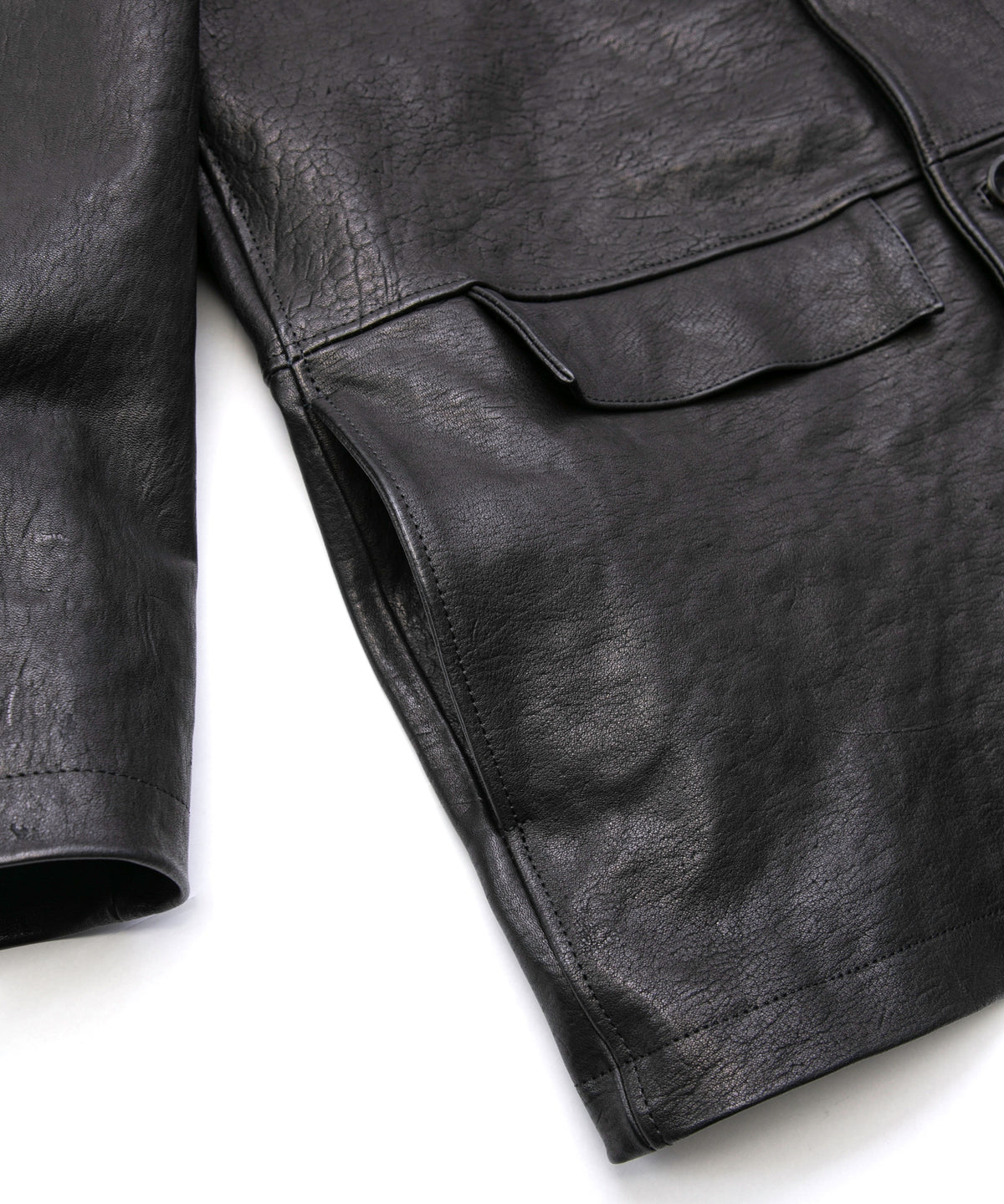 Pit Vegetable Full Tanned Shrunk Horsehide Car Coat LEFTY - BLACK