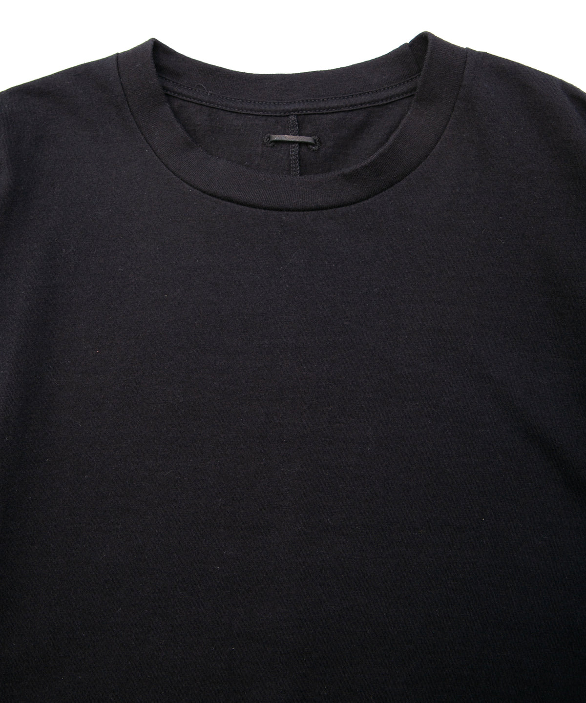 30/- ナチュラルソフト天竺 クルーネック リブ ロングスリーブ T シャツ - BLACK