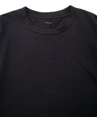30/- ナチュラルソフト天竺 クルーネック リブ ロングスリーブ T シャツ - BLACK