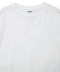 30/- ナチュラルソフト天竺 クルーネック リブ ロングスリーブ T シャツ - WHITE